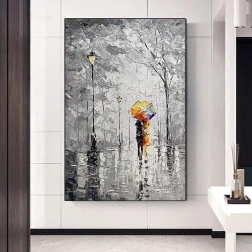 Hand-painted High Quality Contemporary Oil Painting Wall Art Picture Black and White Painting Textured Knife Lover Painting