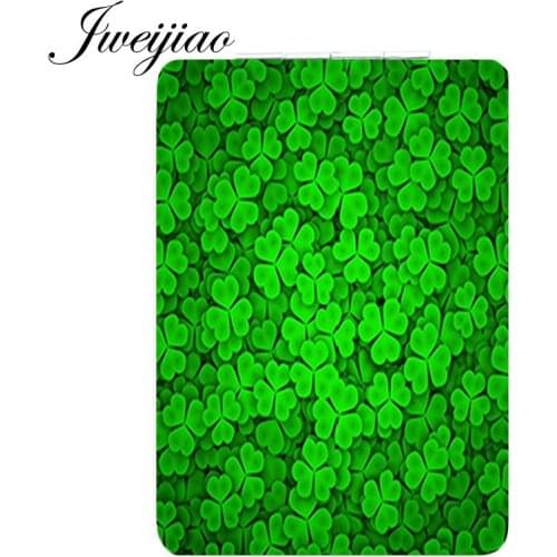 Youhaken Lucky Four-leaf Clover Leather PU Portable Pocket Mirror Creative Design Personality Folding Popular Makeup Mirror