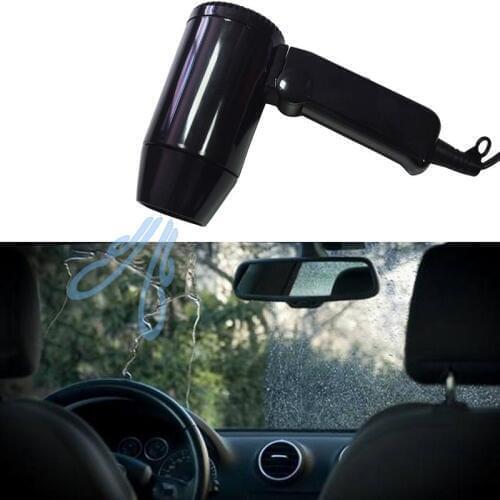 12V Portable Folding Hair Drier Car Hair Dryer Super Auto Hair Travel Hairdryer Fast Drying Black Car-styling