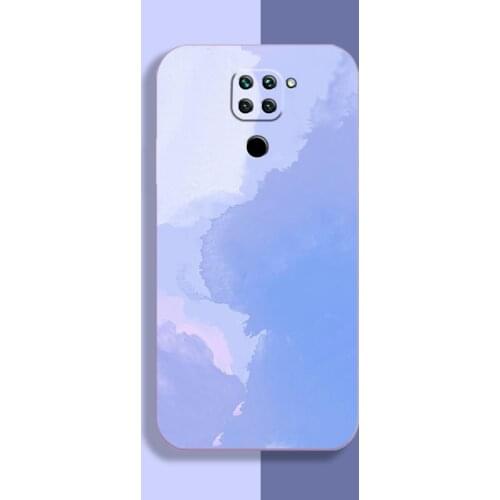Ultra-thin Cute Square Liquid Silicone Phone Case For Xiaomi Redmi Note 10 9 8 7 Pro Mi 11 10 T 9T Luxury Watercolor Soft Cover