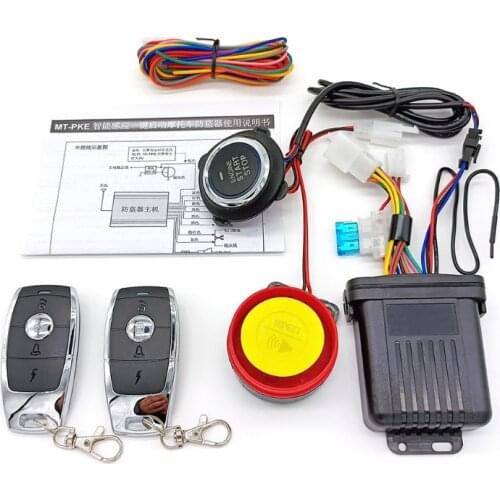 All Purpose Motorcycle Alarm Keyless Start System PKE Engine Starter Push Button Motor Theft Protection System