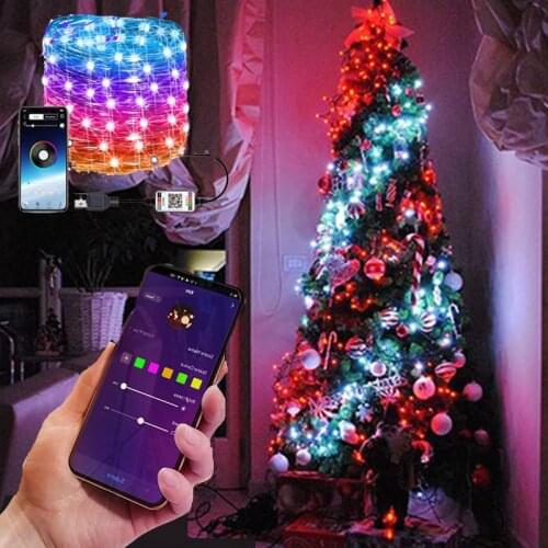 USB LED String Light For Christmas Tree Decor Smart Bluetooth xmas String Lights App Remote Control Light Christmas decoration