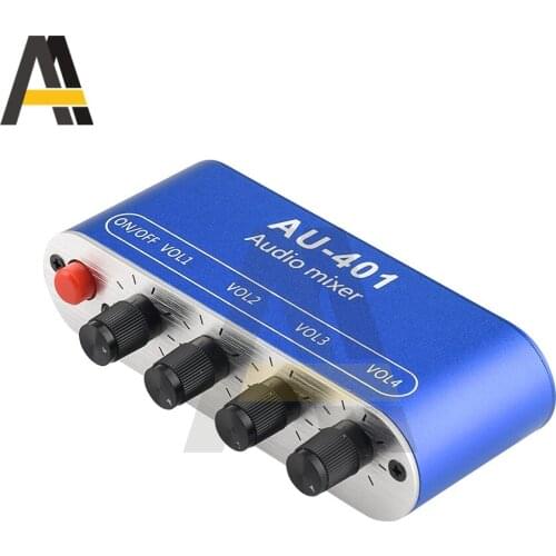 DC5-12V Input 4 Channels One Stereo Output Audio Signal Mixing Board for Drive Headphones 3.5mm/Connect To Amplifier