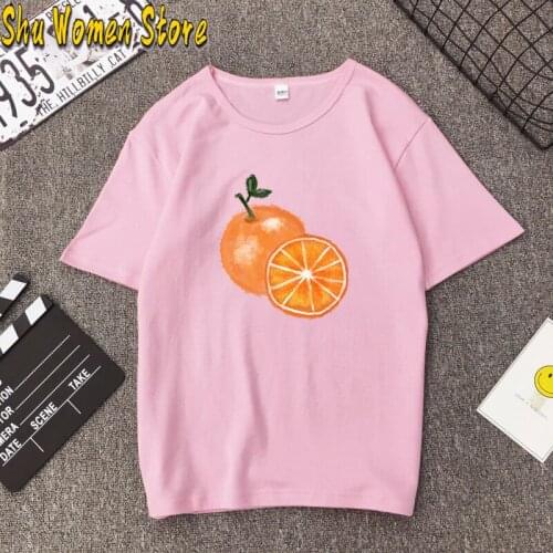 Women Orange New 2021 Beach Cute Kawaii Fashion Graphic Female Short Sleeve Tops Cartoon Lady Clothes Tees Print T-Shirt