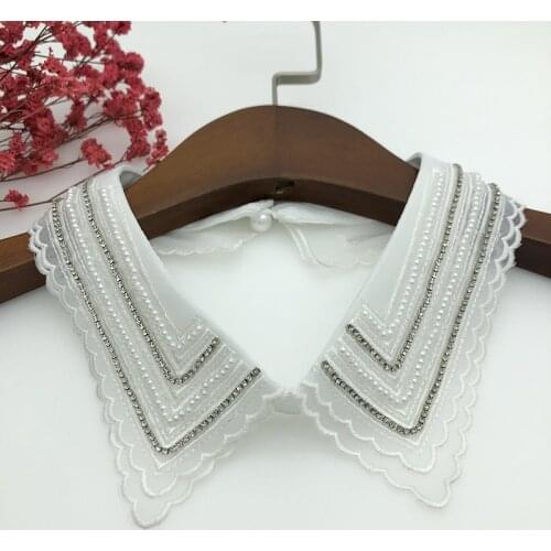 Women Handmade Beading Lapel Shirt Fake Collars Blouse Tops Detachable Collar Removable Necklace Choker Nep Kraagie
