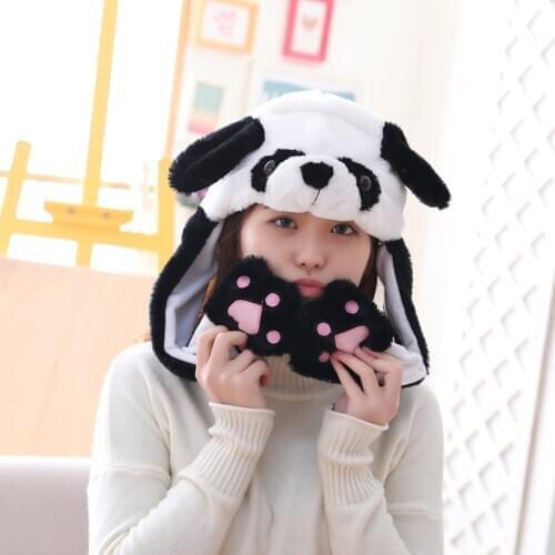 2020 Winter Party Moving Hat Rabbit Ears Plush Panda Cute Airbag Caps Moving Jumping Hats Kids Cartoon Bunny Funny Pinch Cap