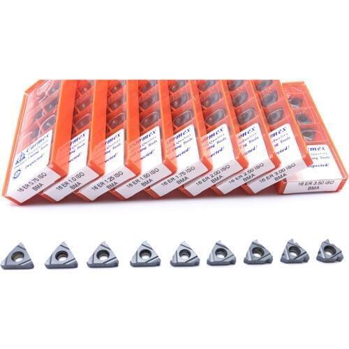 10PCS Carmex 16ER 0.50 ISO 0.75 ISO 1.0ISO 1.25ISO 1.50ISO 1.75ISO 2.0ISO 2.5ISO BMA Threading Carbide Inserts CNC Lathe Cutting