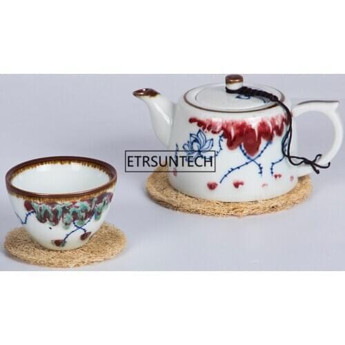 100pcs Natural Loofah Luffa Kitchen Table PVC Round Coaster Pads Insulation Table Placemat Non-slip Mats Tool