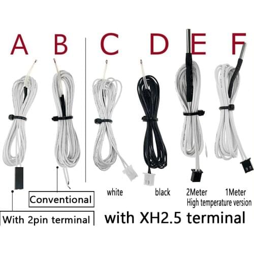 100K Ohm NTC 3950 Thermistors Sensors with Cable 3D Printers Parts Temperature Part White 1M Line Accessories