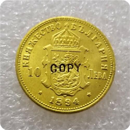 1894 Bulgaria: Alexander I 10 Leva gold coin COPY FREE SHIPPING