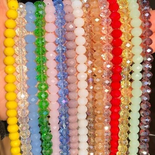 3/4/6/8mm Multicolor Rondell Austria Faceted Crystal Beads Round Glass Beads Loose Spacer Beads For DIY Bracelet Jewelry Making