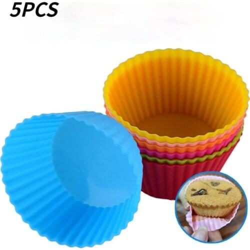 5PCS Thick 9g Egg Peach Cup 7CM Silicone Muffin Cup Round Cake Cup Small and Medium Baking Cake DIY Mold