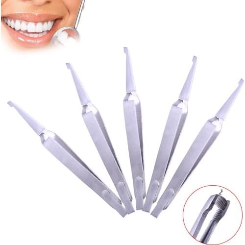5 pcs Dental Bracket Tweezers Holder Dentist instrument Stainless Steel Serrated Orthodontic Tweezers Plier for Teeth Care Tools