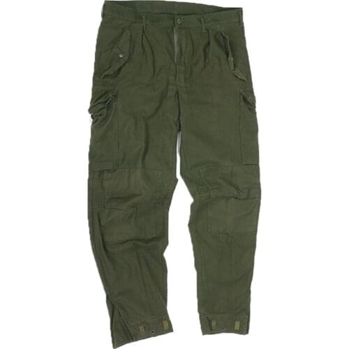 Trousers army green military Swedish militaria cotton with side pockets