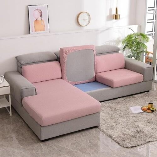 Sofa Seat Cushion Cover Chair Cover Furniture Protector Polar Fleece Stretch Washable Removable Slipcover 1/2/3/4 Seat Pink