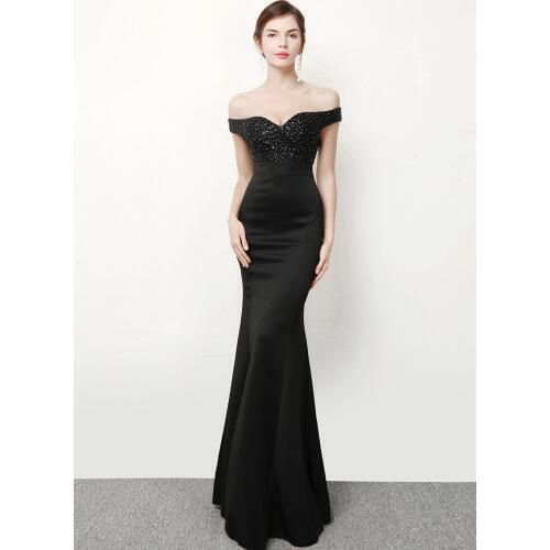 Corzzet Vestido Night Club Evening Party Dresses Sexy Black V-Neck Beading Off-Shoulder Sleeveless Backless Mermaid Formal Gowns