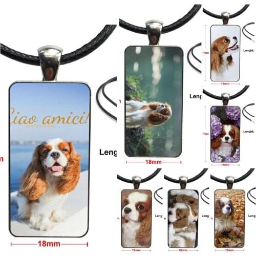 For Women Choker Brand Steel Color Jewelry Fashion Statement Necklace Glass Necklaces Pendants Cavalier King Charles Spaniel Dog