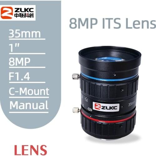 ITS lens C Mount 35mm 8.0MegaPixel 1inch sensor lens Intelligent Traffic Surveillance camera HD CCTV Lens F1.4 manual Iris LENS