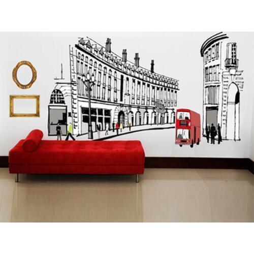 European creative wall stickers living room bedroom warm romantic dormitory decoration wall stickers Roman street ay1911