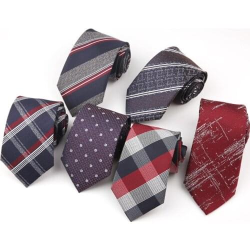 New Men Business Tie 8cm Width Striped Plaid Designer Jacquard Wedding Necktie Classic Mens Ties 1200 Needles Polyester Neckwear