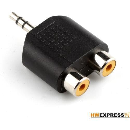 HWEXPRESS Hot 3.5mm Stereo Plug To Dual RCA Jack Adapter