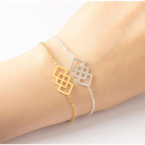 Dainty Triple Square Knot Bracelets For Women Geometry Jewelry Stainless Steel Gold Charm Chain Friendship Bracelet Femme Gifts