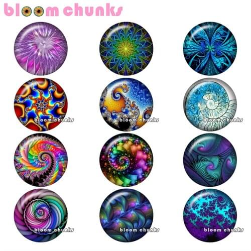 Kaleidoscope Round glass cabochon jewelry flat back Making findings 12mm/18mm/20mm/25mm B3541