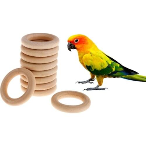 10 Pcs Natural Wooden Ring Home Decoration Pet Parrot Bird Parakeet Toys Bite Chew Molar Teeth Grind Toy DIY Handmade Ornaments