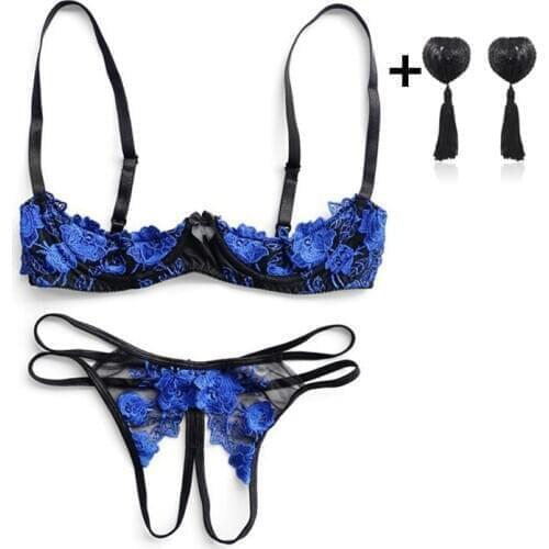 2 Pcs Bras+panties Sexy Japanese Style Half Cup Underwear Push Up Lingerie Bra and Panty Set