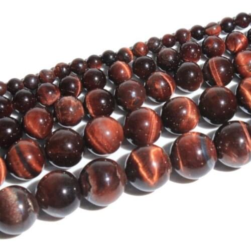 Red Tiger Eye Loose Beads Natural Gemstone Smooth Round for Jewelry Making