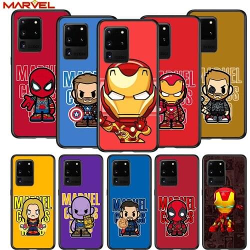 Cute marvel hero cartoon for Samsung S20 FE Ultra Plus A91 A81 A71 A51 A41 A31 A21S A72 A52 A42 A02S Soft Black Phone Case