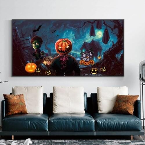 Halloween Trick Treat Oil Painting On Canvas Print Nordic Poster Wall Art Picture For Living Room Home Decor Frame