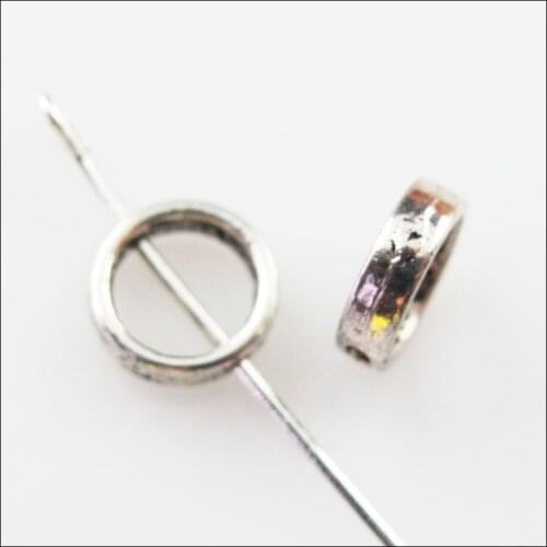 New 60Pcs Tibetan Silver Color Round Spacer Frame Beads Charms 8.5mm