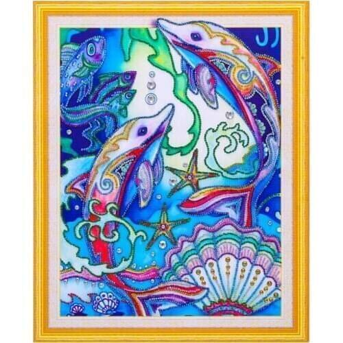 New Special Shaped Diamond Painting Mosaic Animal DIY Needlework Diamond Embroidery Dolphin Horse Handicrafts 40x50CM