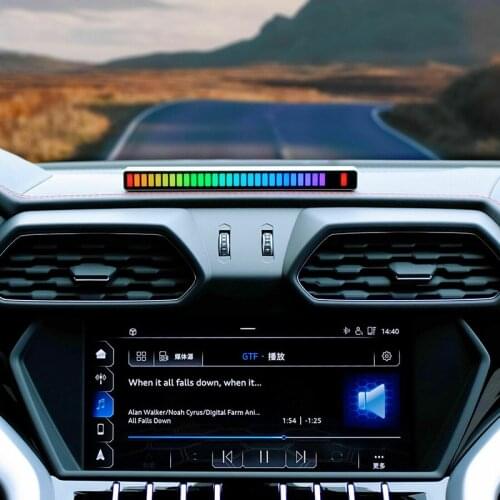 New RGB Sound Control Pickup Rhythm Ambient Light Creative LED Light RGB Music Level Indicator 32 LED Car Atmosphere Light