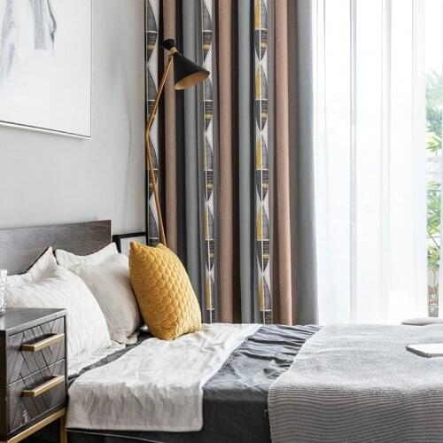 New Stitching Fashion Jacquard Fabric Curtain Shading Fabric Environmental Protection Pastoral Curtains for Living Room Bedroom