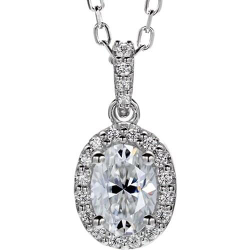 Inbeaut 925 Silver Excellent Cut 1 ct D Color Pass Diamond Test Oval Moissanite Egg Shape Pendant Necklace Fine Jewelry Gift