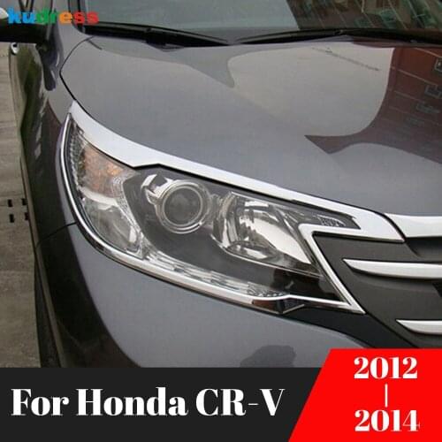 Head Light Lamp Cover Trim For Honda CRV CR-V 2012 2013 2014 ABS Chrome Front Headlight Frame Trims Car Styling Accessories 2pcs