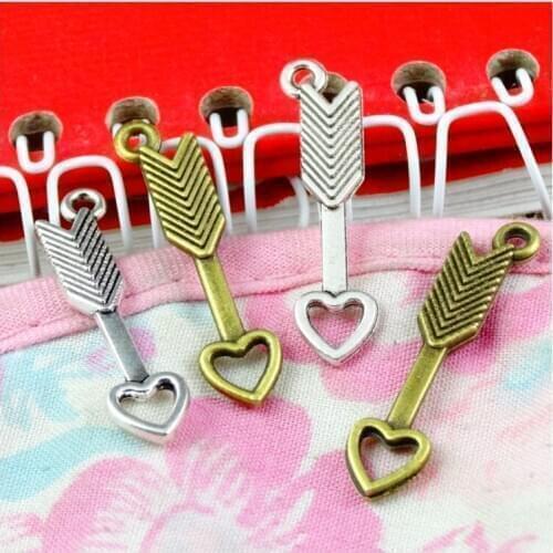 100pcs Charms arrow heart 7x30mm Antique Silver Plated Antique Bronze Plated Pendants Making DIY Handmade T Jewelry