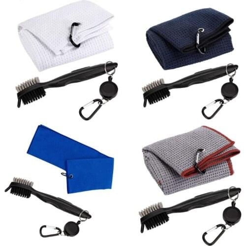 OOTDTYGolf Towel and Golf Club Brush Kit, Golf Gifts for Men, Portable Golf Accessories Golf Club Cleaner for Golf Bag