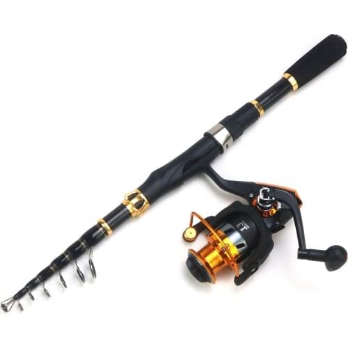 ZURYP 2.1M Rod combo Portable Carbon Fiber Fishing rod with spinning reel Telescopic Fishing Rod travel stick Fishing Tackle