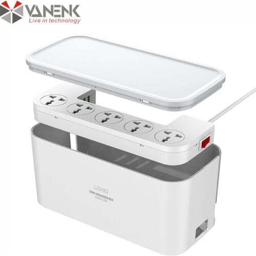 Professional USB Power Extension Cord Lead Socket 5 Outlet with Organizer Box 2M 3.1A USB Fast Charger