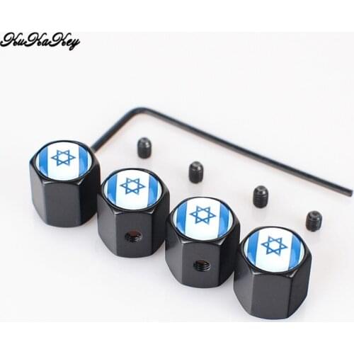 Anti-theft Car Wheel Tire Airtight Valve Caps Israel Flag Logo Tyre Caps Stem For Audi DustProof Universal Cap Cover Accessories