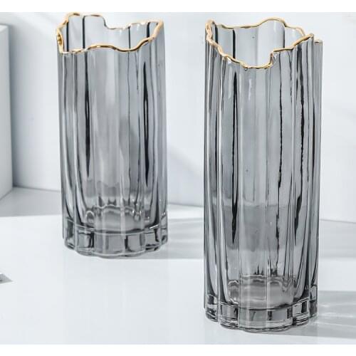 Luxury Crystal Irregular Vase Golden Nordic Style High Quality Vase Transparent Glamour Vaso De Planta Outdoor Decor EI50VA