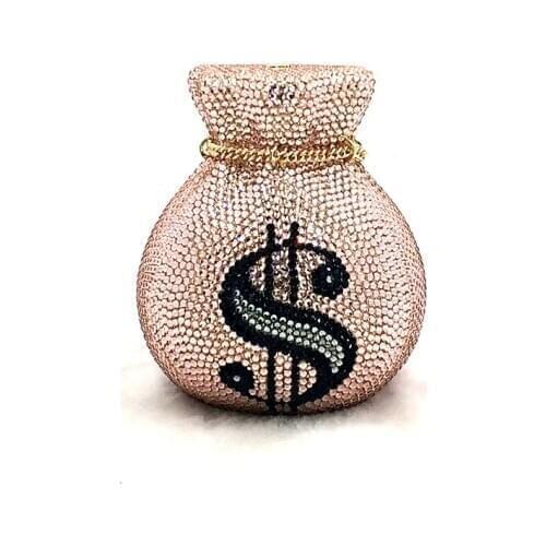 Bee In Fly Luxury Women Evening Party Designer Funny Rich Dollar Full Crystal Clutches Purses Pouch Money Bag Cocktail Party Bag