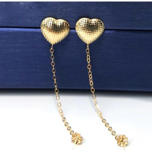 MADALENA SARARA Pure 18K Gold Heart Style Earrings Jewelry Findings Pendant DIY Making