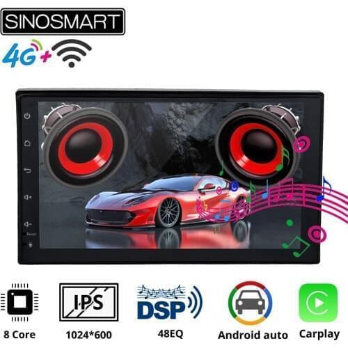 Sinosmart Car GPS Navigation Radio 7 Inch Universal for Any Car No Canbus 8 Core,DSP 48EQ 2.5D IPS Screen