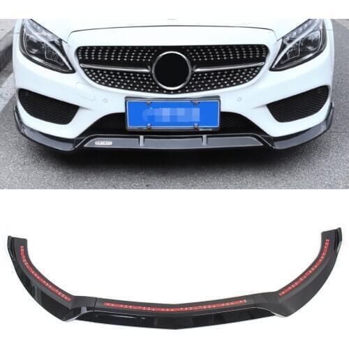 Sport DP Style Front Bumper Lip Cover Trims Spoiler For 2015-2018 Mercedes Benz C-Class W205 C180 C200 C220 C250 Glossy Black