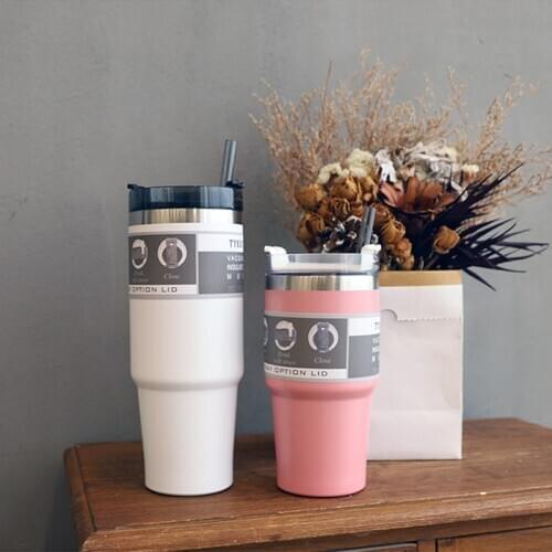 30oz Double Wall Stainless Steel Vacuum Flask Portable Car Insulated Tumbler With Lid Straw Outdoor Thermos Cup Tour Coffee Mugs
