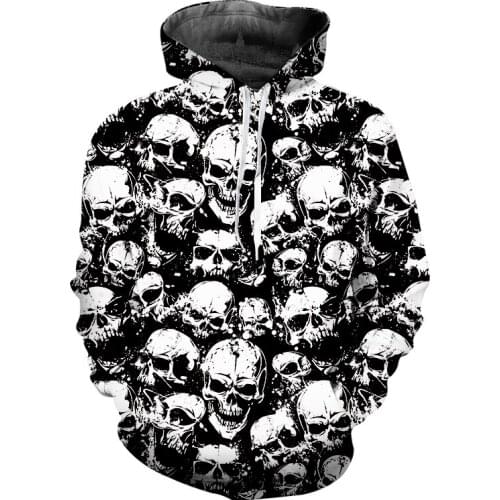 LCFA 3D Print Skull Punk Sweatshirt Hoodie Man Spring Fall Men Sportswear Hoodies Cool Hip Hop Streetwear Punk Hoody 4XL
